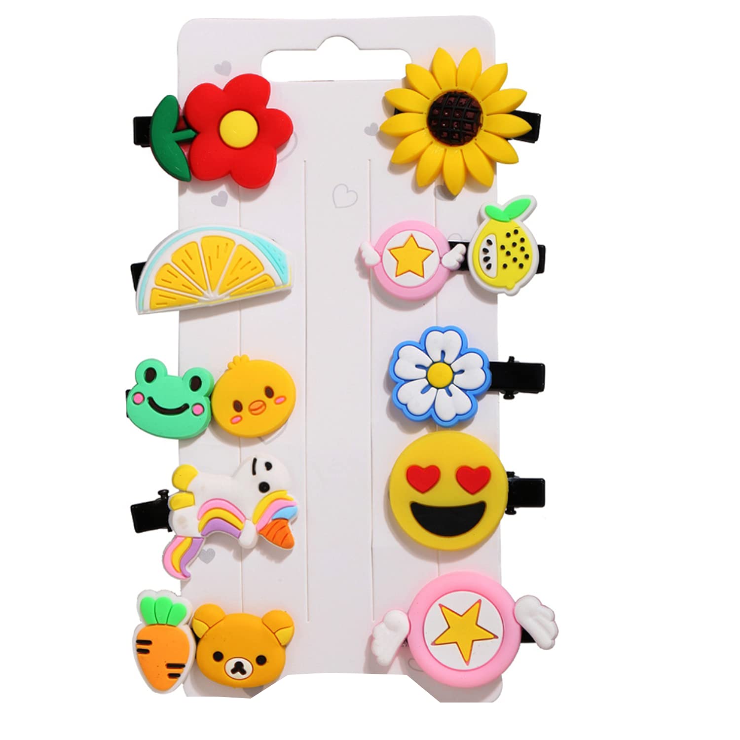 20pcs Rainbow Unicorn Ice Cream Cartoon Flower Hair Clips Set for Girls - Cute Toddler Barrettes Hair Accessories for Kids, Birthday Party Favors, School Gifts & Daily Hair Styling