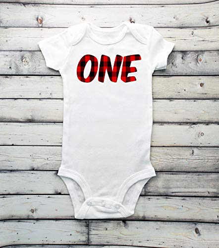 Wild One Bodysuit - 1st Birthday Shirt for Boys - Lumberjack Themed Buffalo Plaid Bear Outfit - 24 Months - Perfect for First Birthday Photos & Lumberjack Theme Parties