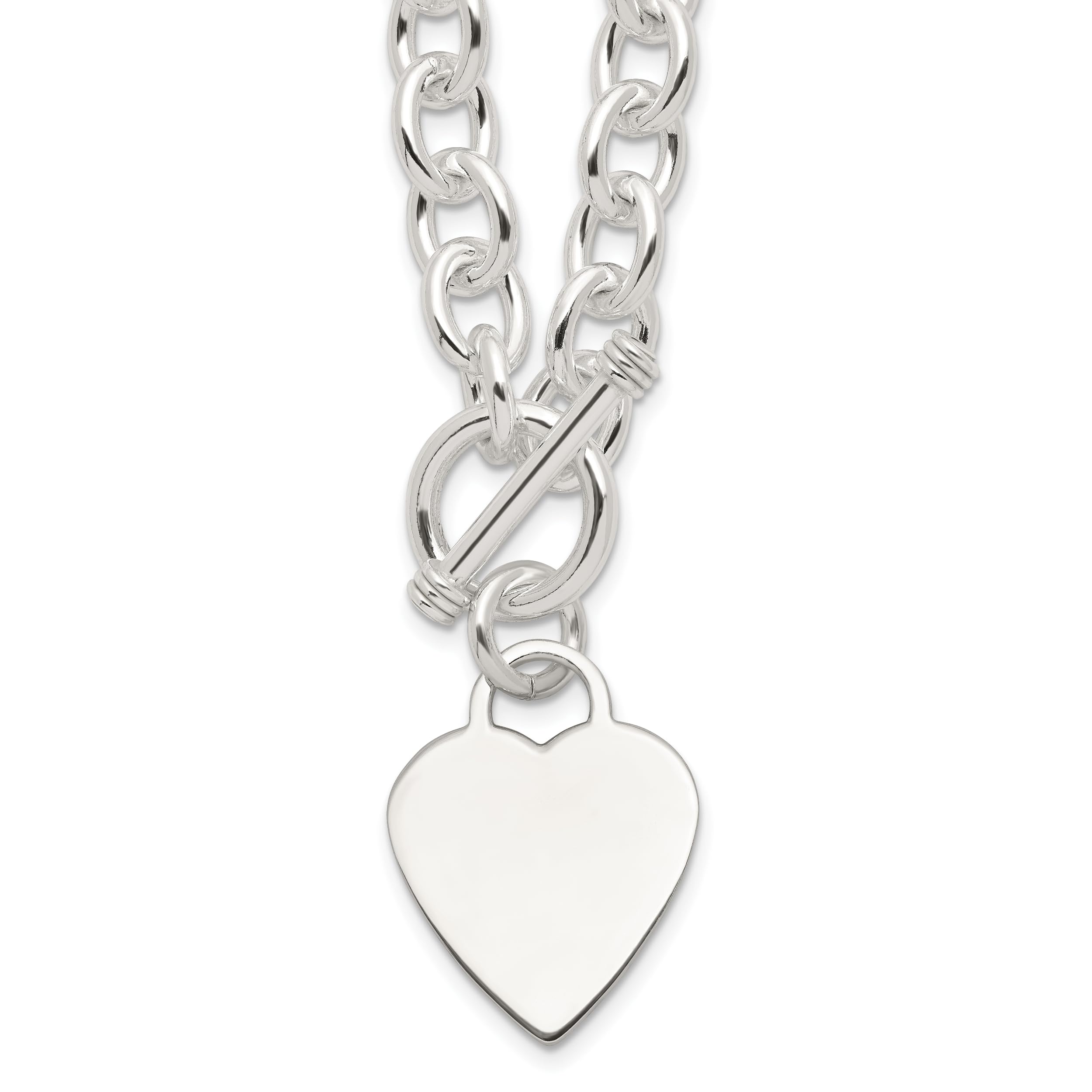 925 Sterling Silver Engraveable Heart Love Link Chain Necklace with Toggle Clasp | Romantic Gift for Her | Perfect for Anniversaries, Valentine's Day & Special Occasions
