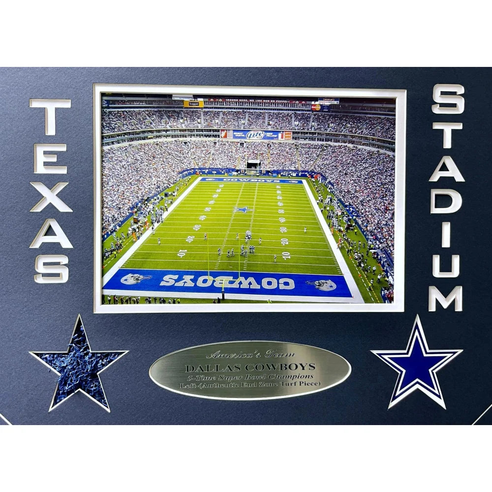 Dallas Cowboys Texas Stadium Authentic Game Used Turf Framed Collage with COA by Steiner - Perfect for Sports Memorabilia Collectors & Cowboys Fans