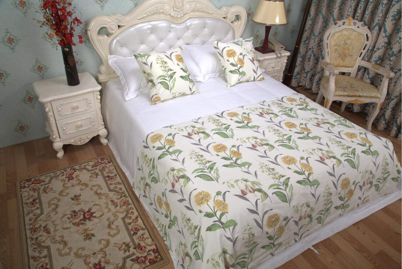 Luxury European Modern Bed Runner - Single Piece Hotel Style Bed Cover, Scarf & Mat for Home Bedroom - Fresh Grass Design, 1.2m (130x180cm) - Perfect for Master Bedrooms, Guest Rooms & Airbnb Decor