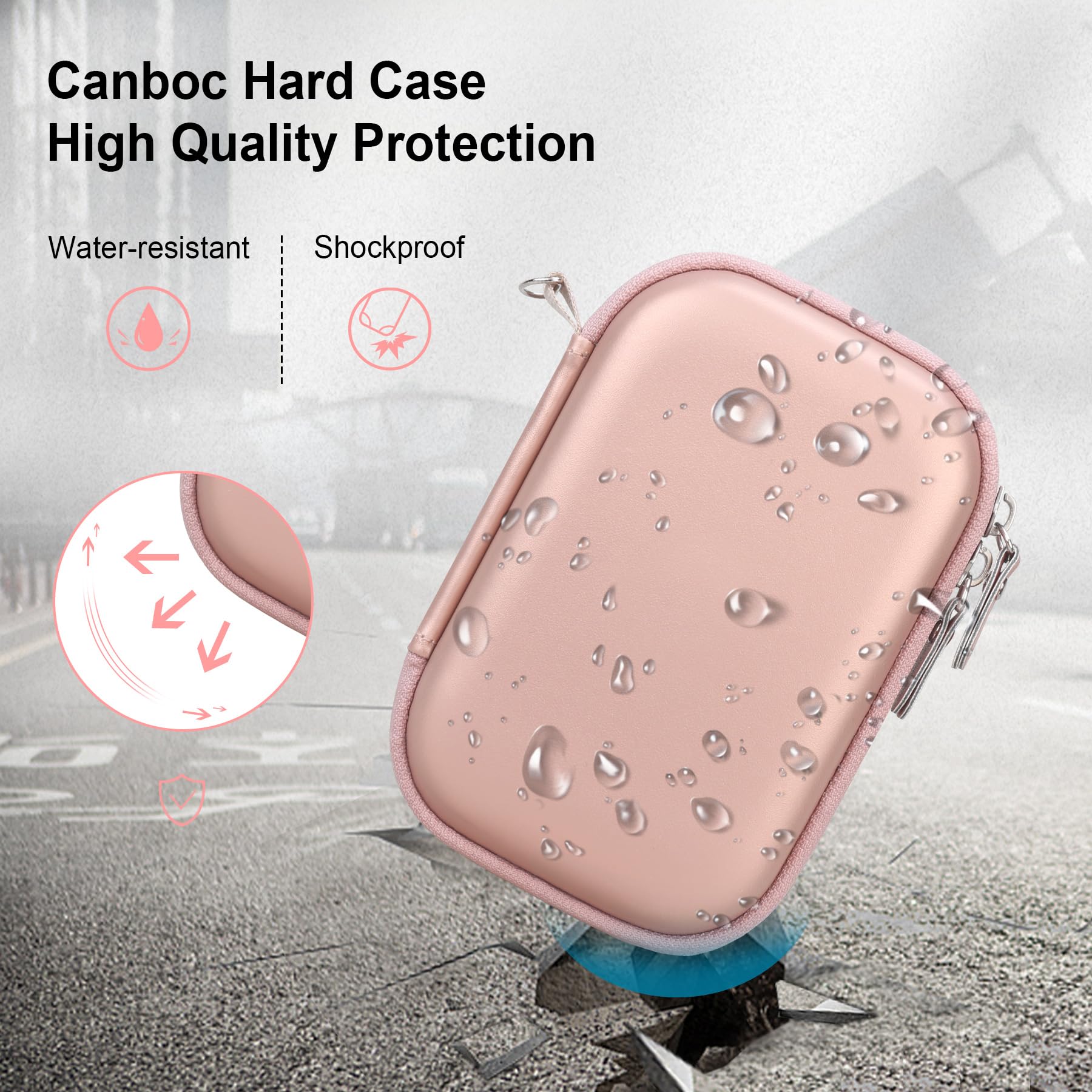 Premium Carrying Case for HP Sprocket 2x3, Kodak Step & Lifeprint Photo Printers - Rose Gold Zippered Mesh Bag with Storage for Photo Paper & Cables - Perfect for Travel, Home & Office Use