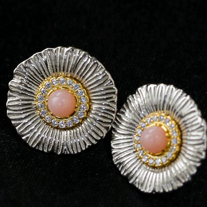 Buccellati Inspired Daisy Ear Clip Stud Earrings - Gold Plated Floral Jewelry for Women - Perfect for Weddings, Parties & Everyday Wear