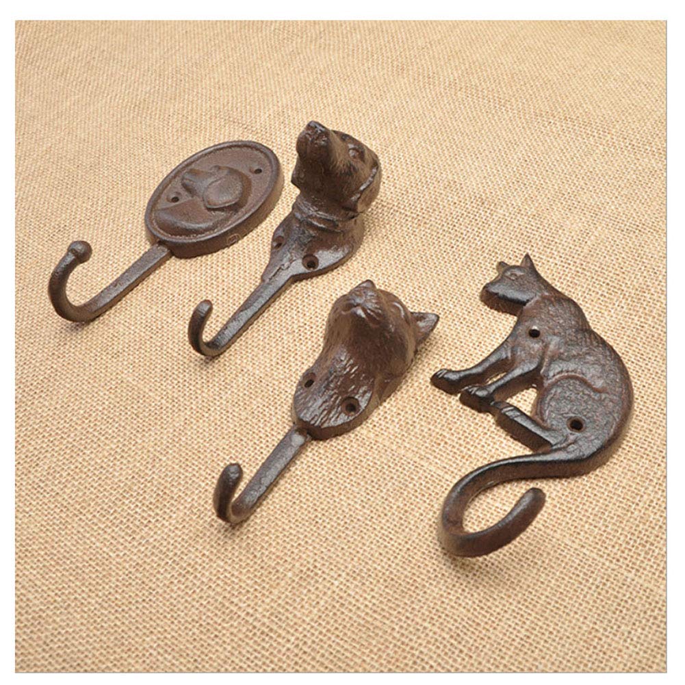 Cast Iron Dog Head Hook for Keys, Bags & Towels - Wall Mounted Entryway Decor (Brown)