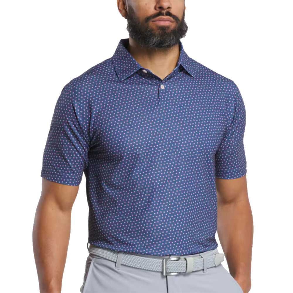 FootJoy Bounce Print Stretch Pique Men's Golf Polo Shirt - Moisture-Wicking & UV Protection for Comfortable Golfing & Outdoor Activities