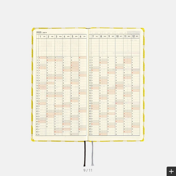 Hobonichi Techo 2025 Planner - Yuge Fabric Farm Fish Scale Crest Weeks Hardcover (English Edition) | Weekly Horizontal Layout | January Start | Monday Start | Perfect for Journaling, Planning & Productivity