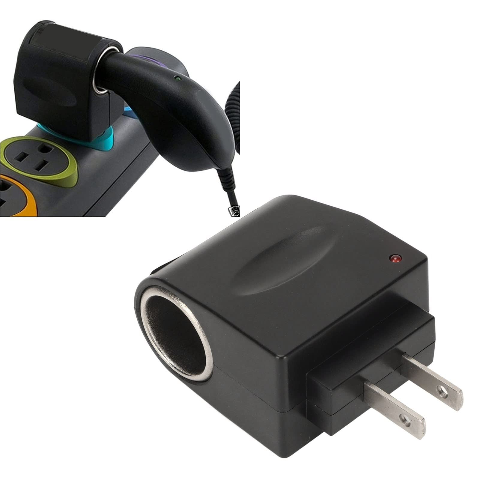 12V Power Supply Adapter - AC to DC Converter with Cigarette Lighter Socket (100-240V) for Car Electronics, GPS, Dash Cams & Portable Devices - US Wall Plug