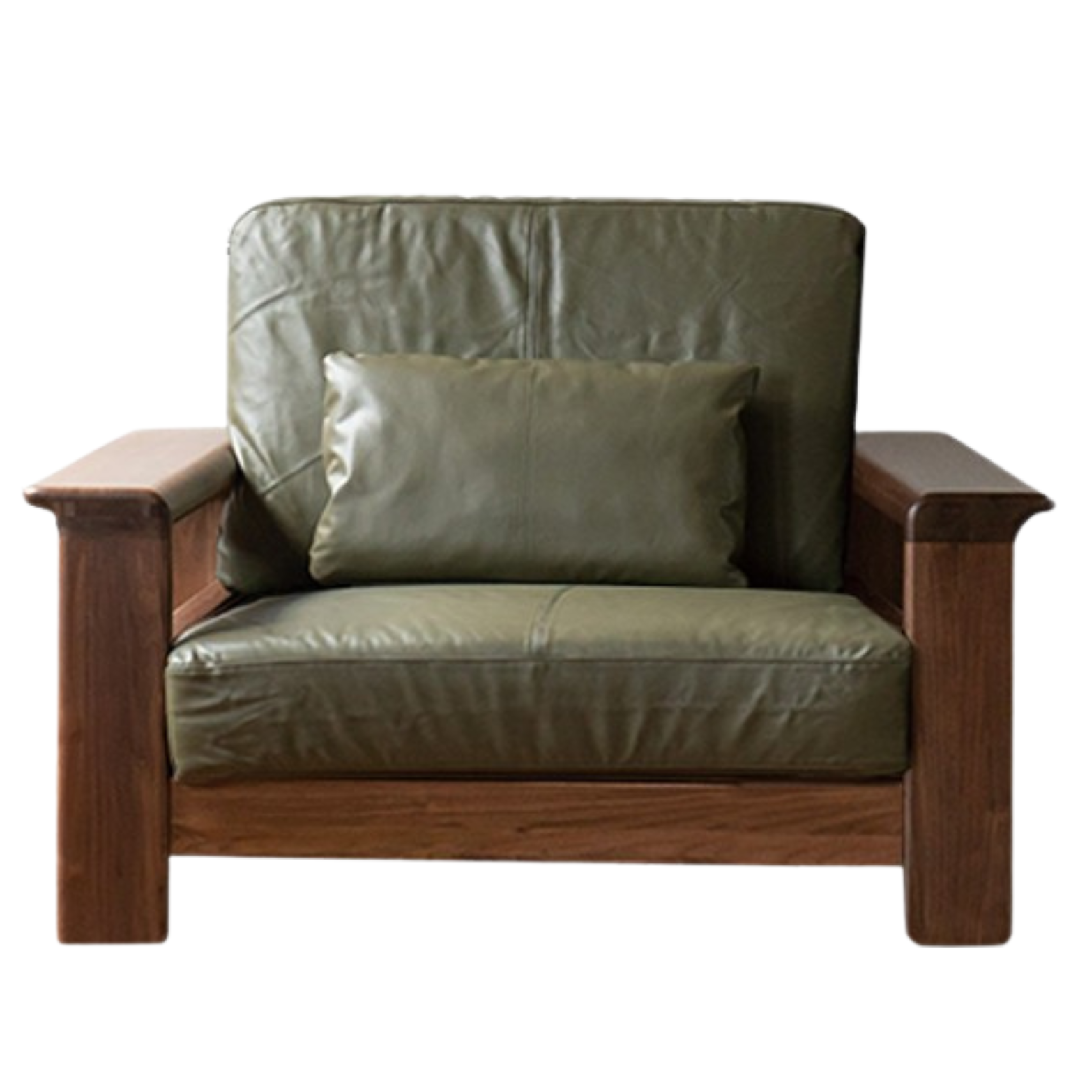 Black Walnut Solid Wood Modern Straight Sofa - Contemporary Minimalist Living Room Furniture for Small Spaces & Apartments