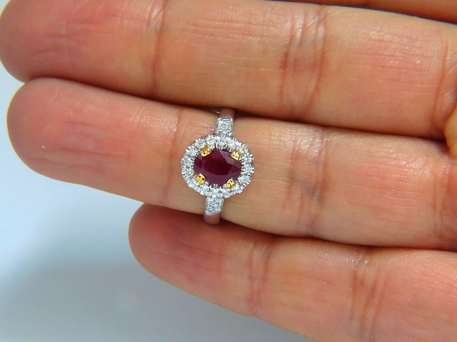 GIA Certified 1.95 Carat Natural Ruby and Diamond Ring in 18K Gold - Vivid Red Gemstone Engagement Ring for Women, Perfect for Weddings, Anniversaries, and Special Occasions