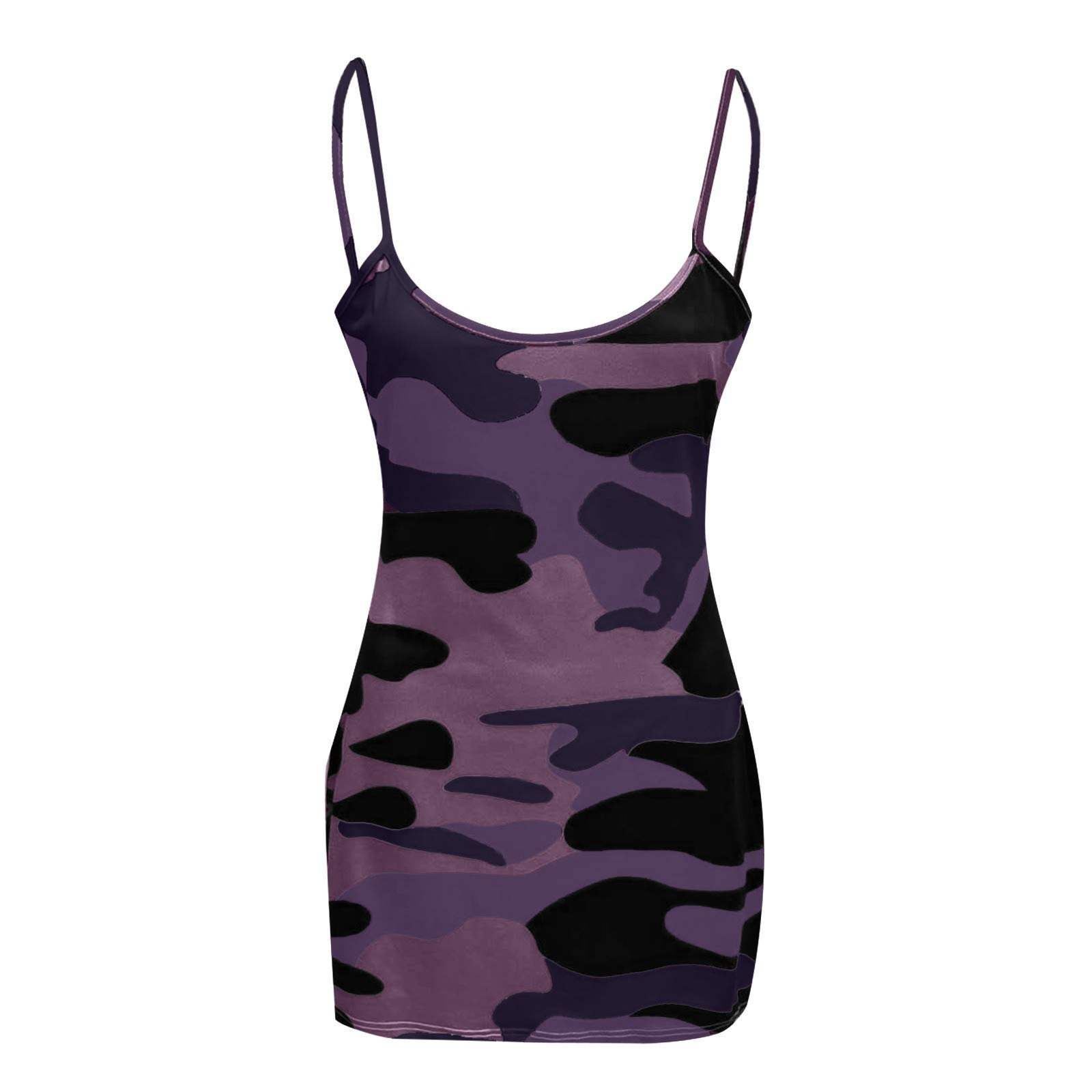 Women's Camouflage Print Sleeveless Tight-Fitting Midi Dress 2024 | Sexy Hip Print Distressed Casual Sling Dress in Black | Perfect for Night Out, Club Wear & Street Fashion