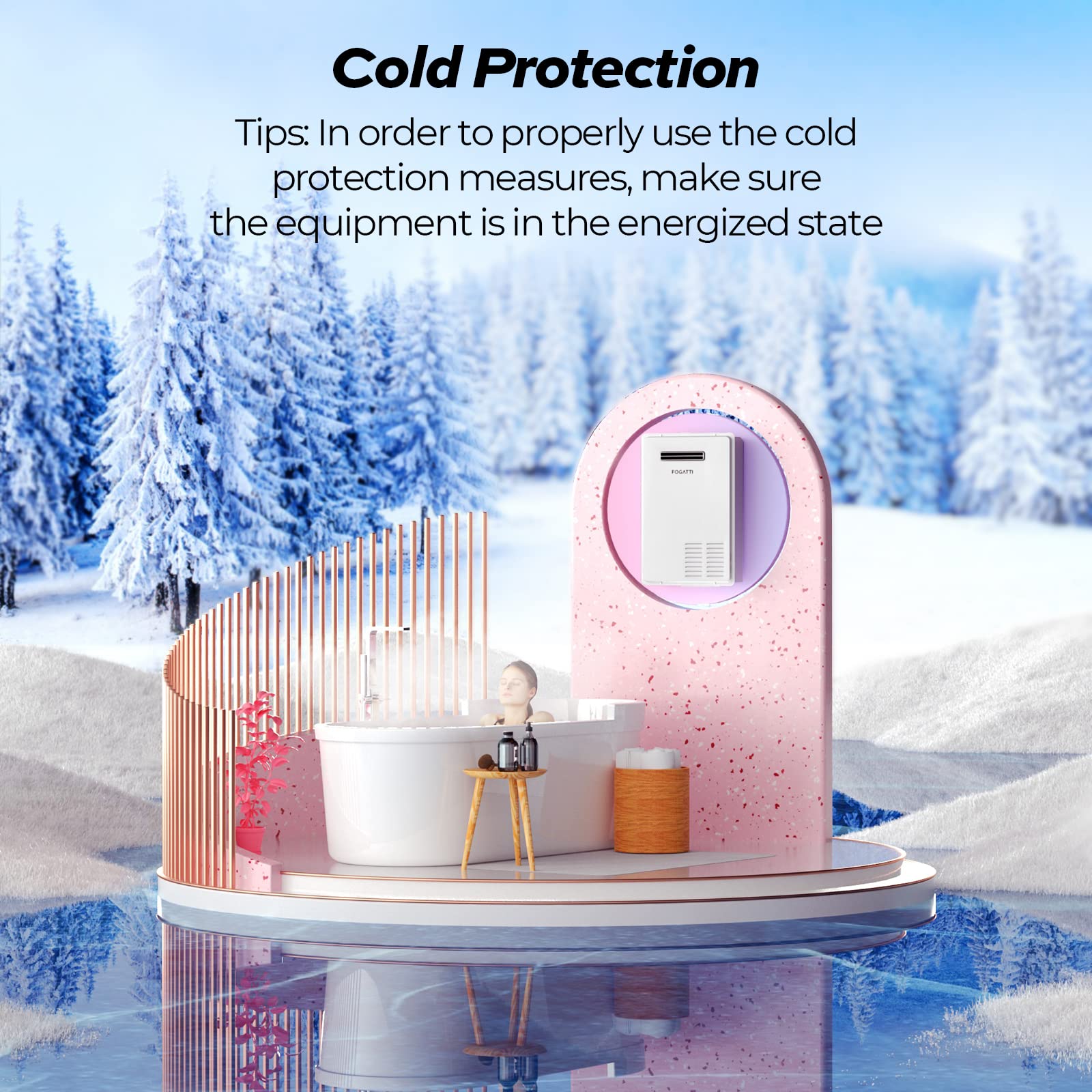 FOGATTI 7.5GPM Outdoor Natural Gas Tankless Water Heater - Instant Hot Water for RV, Camping & Outdoor Showers