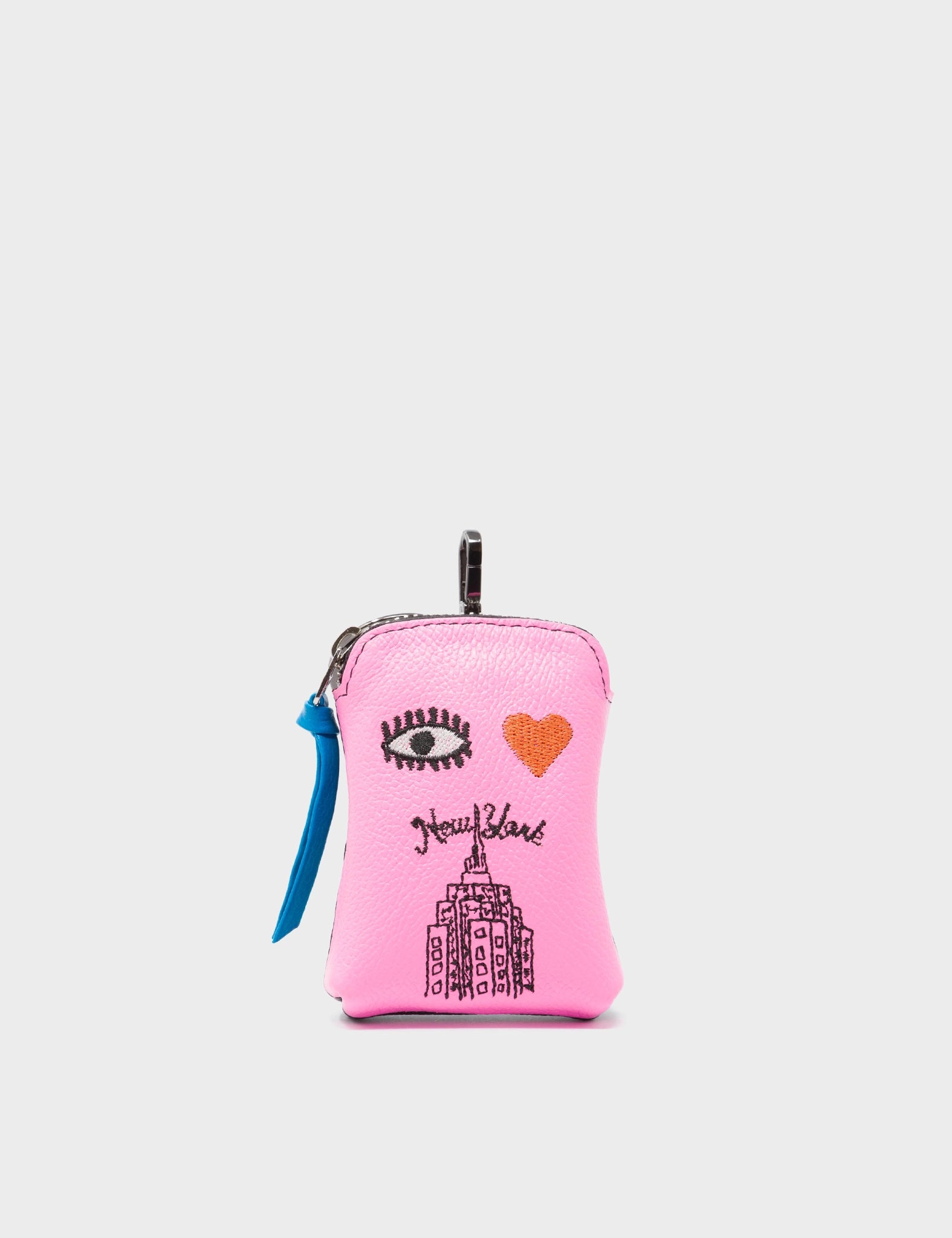 Florence Pouch Charm - Bubblegum Pink Leather Keychain with 