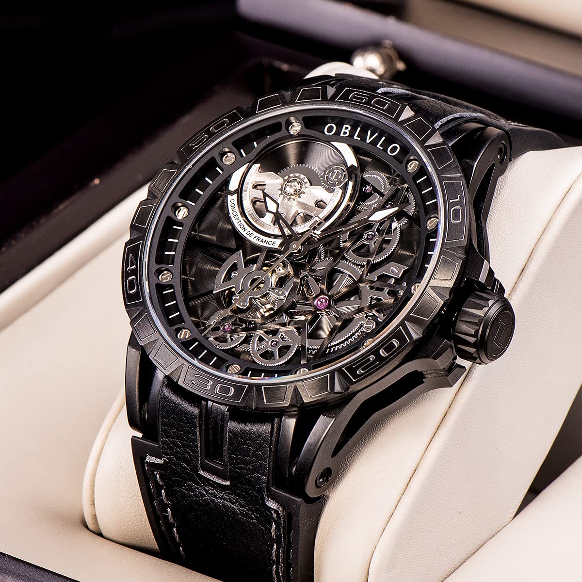 Top Luxury Automatic Skeleton Dial Steel Watch - Premium Designer Wristwatch with Leather Strap for Men | Perfect for Business, Formal Events & Everyday Wear