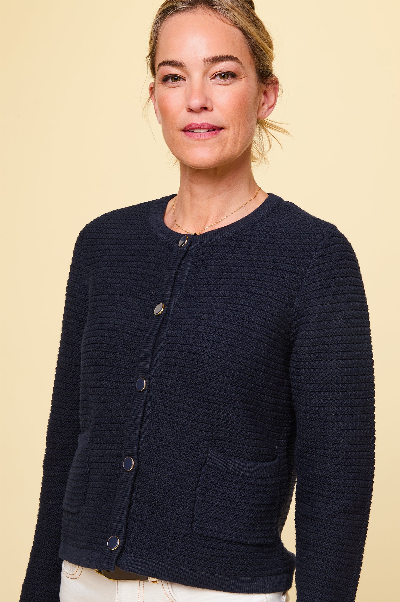 Constanza Cardigan Women's Navy Blue Knit Sweater - Cozy Fall & Winter Layering for Casual Outfits