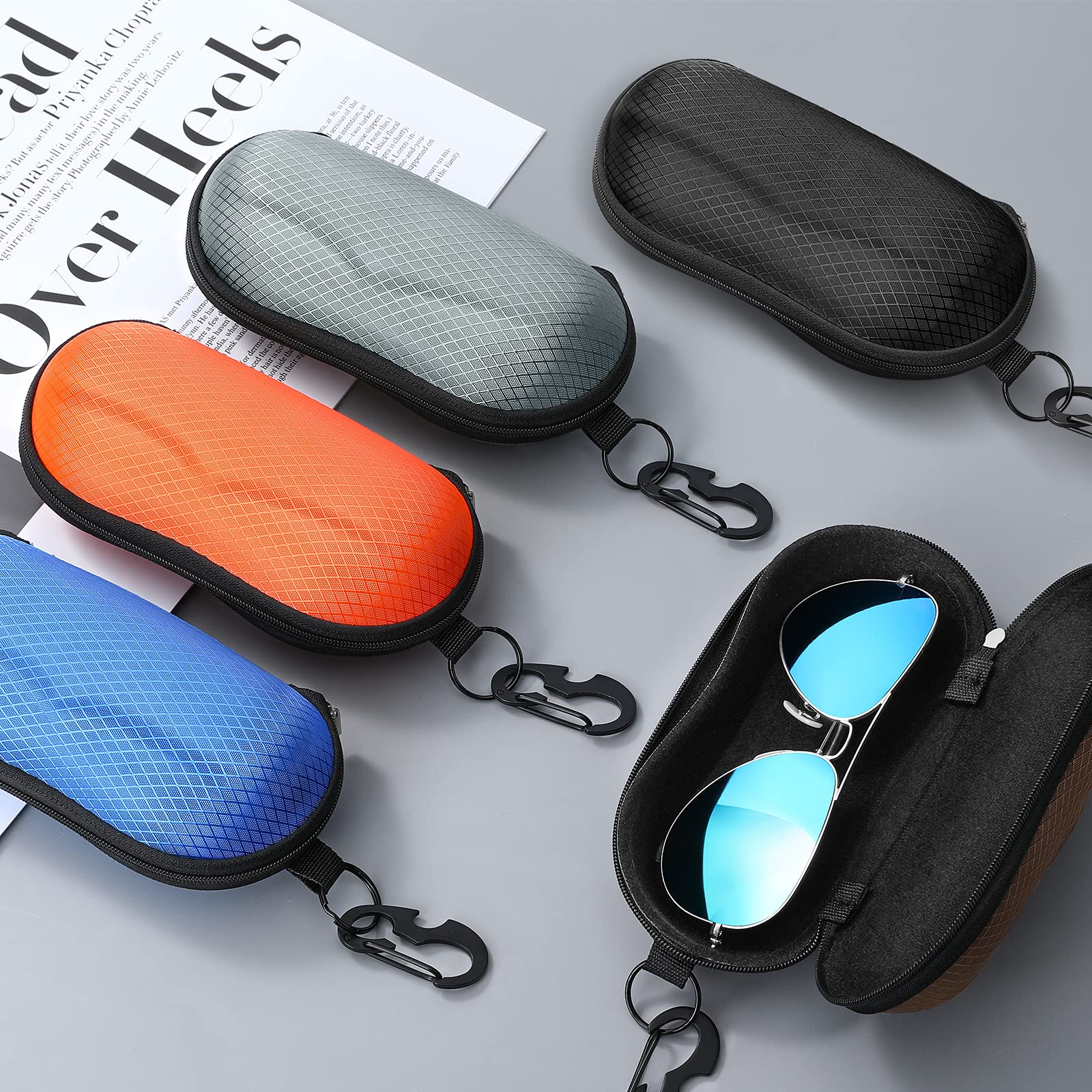 MoKo Semi Hard Shell Sunglasses Case - Durable Protective Eyeglass Holder with Metal Hanging Hook for Men & Women | Perfect for Travel, Outdoor Activities & Everyday Use