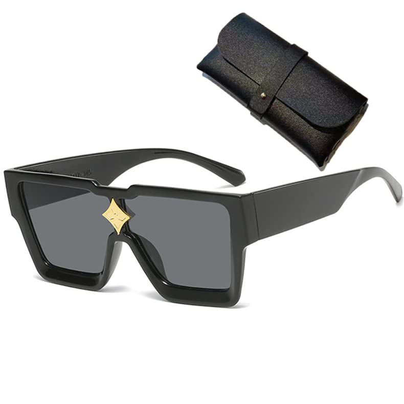 ANXINGOU Fashion Square Sunglasses for Women & Men - Oversized Frameless Flat Top UV Protection Shades - Perfect for Driving, Beach, and Outdoor Activities