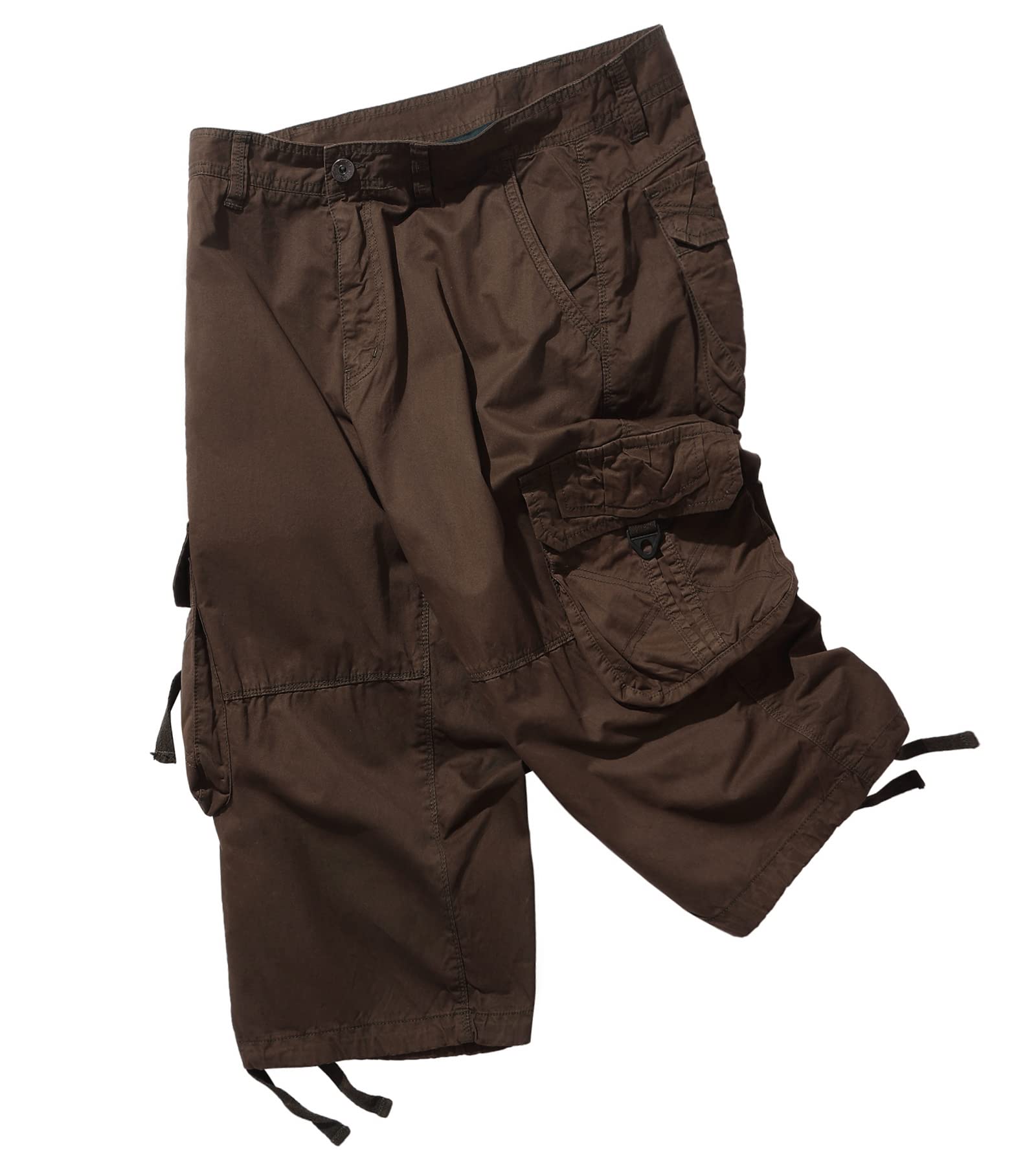 Men's 3/4 Length Cargo Shorts - Below The Knee Stretch Comfort Shorts for Hiking, Gym & Summer Outdoor Activities