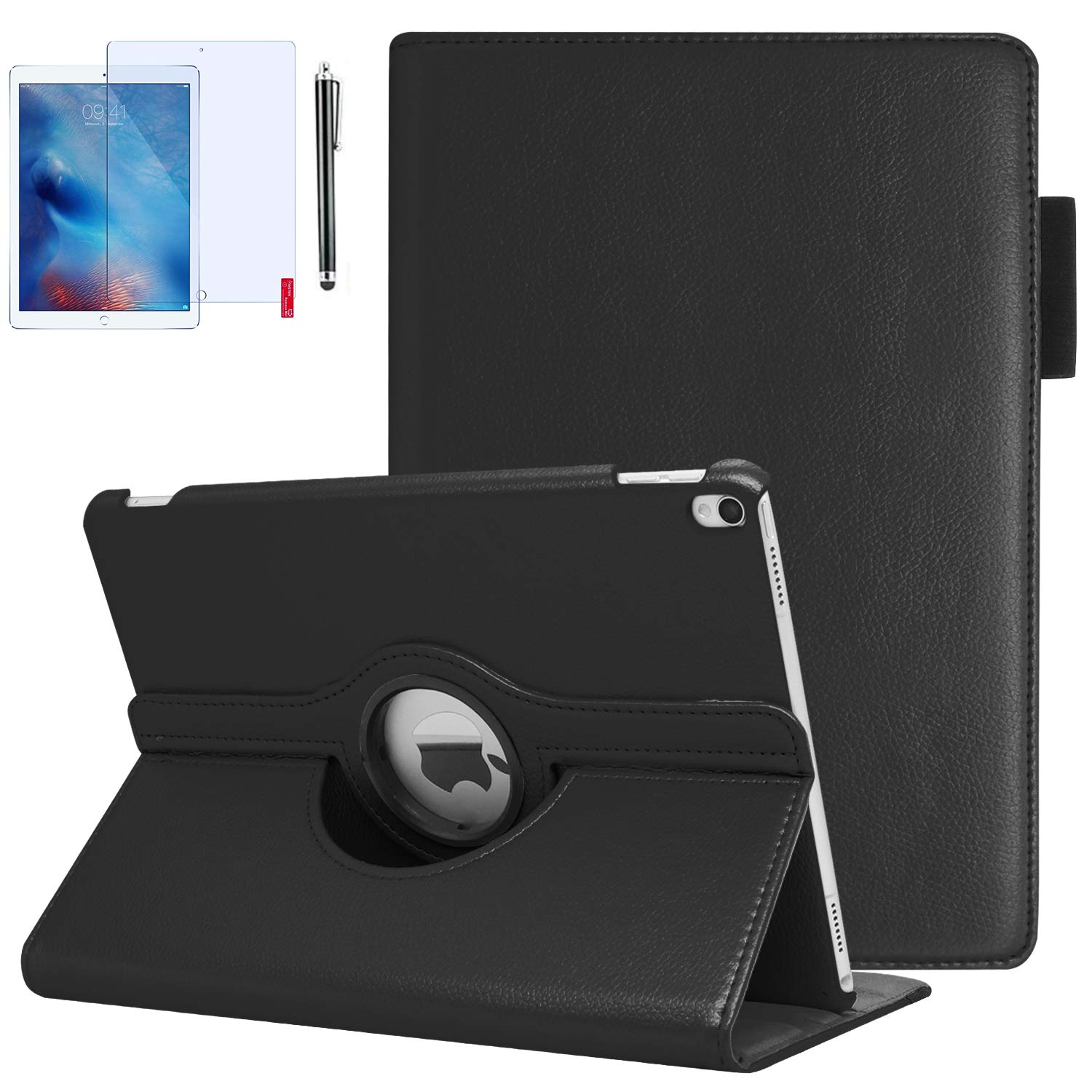 T&X iPad Air 3 Case & iPad Pro 10.5 Case with Pencil Holder - 360° Rotating Stand, Hand Strap & Auto Wake/Sleep Cover - Protective Case for iPad Air 3rd Generation (Black) | Perfect for Work, Travel & Home Use