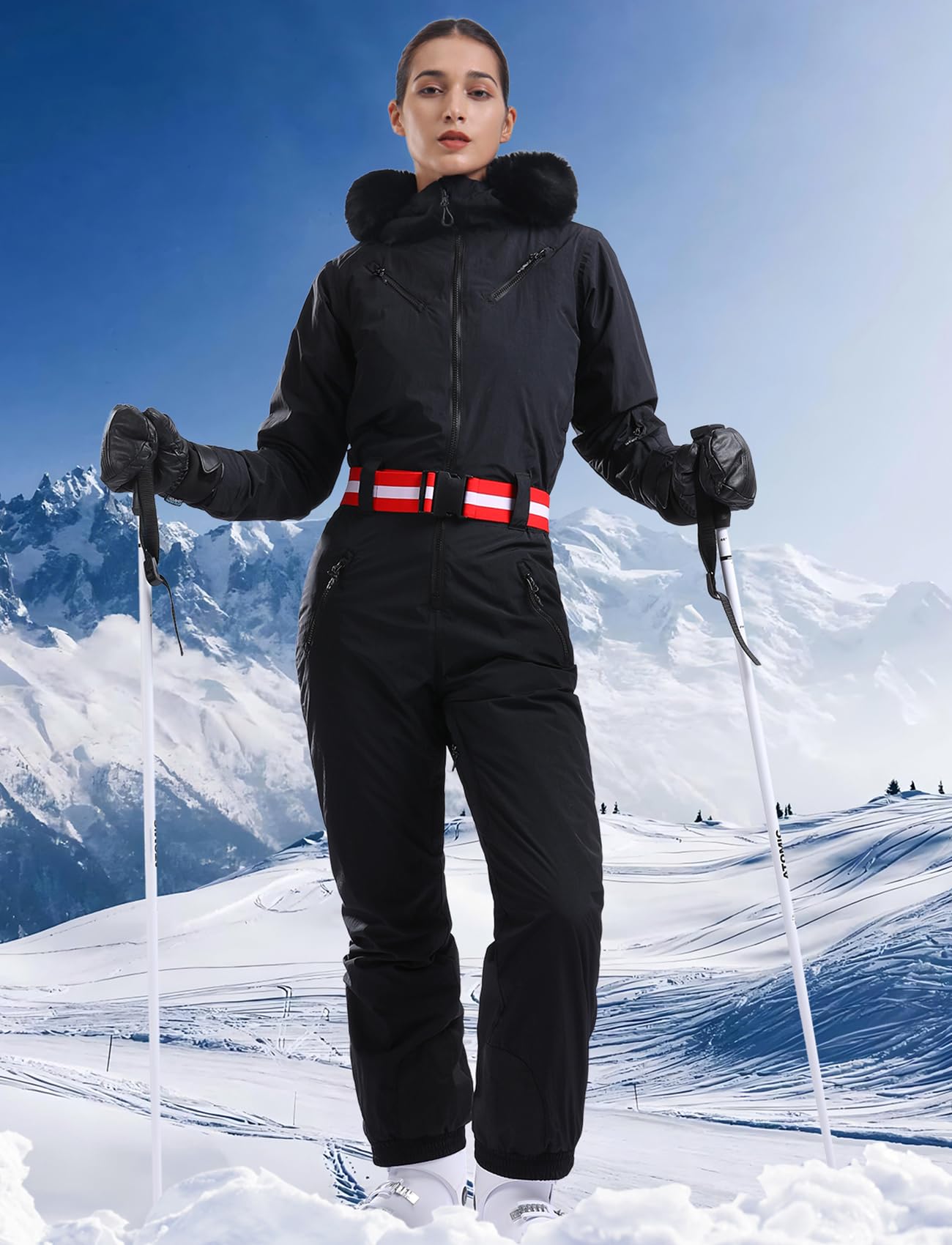 GSOU SNOW Women's Waterproof Windproof Ski Suit - One Piece Snowboarding Jumpsuit for Winter Sports | Perfect for Skiing, Snowboarding & Outdoor Winter Activities