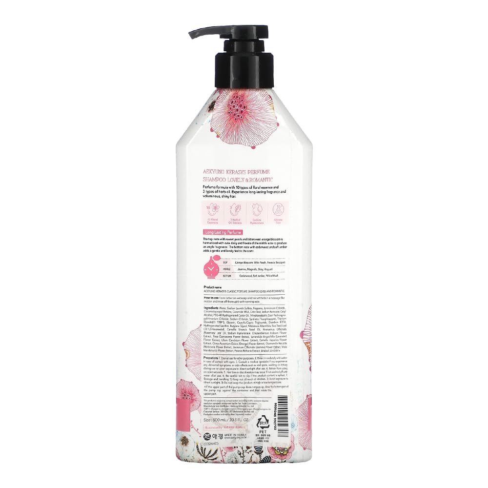 Kerasys Lovely & Romantic Perfumed Shampoo 600ml (2-Pack) - Long-Lasting Floral Scent for Date Nights & Special Occasions