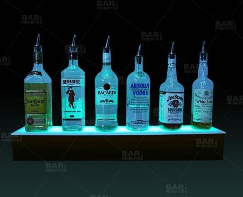 BarConic® 4-Tier LED Liquor Bottle Display Shelf - Mahogany Wood Bar Cabinet Organizer with Adjustable Shelves | Perfect for Home Bars, Restaurants & Retail Stores