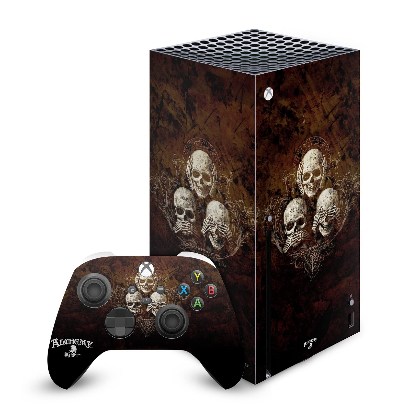 Official Alchemy Gothic Three Skull Vinyl Skin Decal Sticker for Xbox Series X Console & Controller - Gothic Gaming Accessory for Horror & Dark Theme Enthusiasts