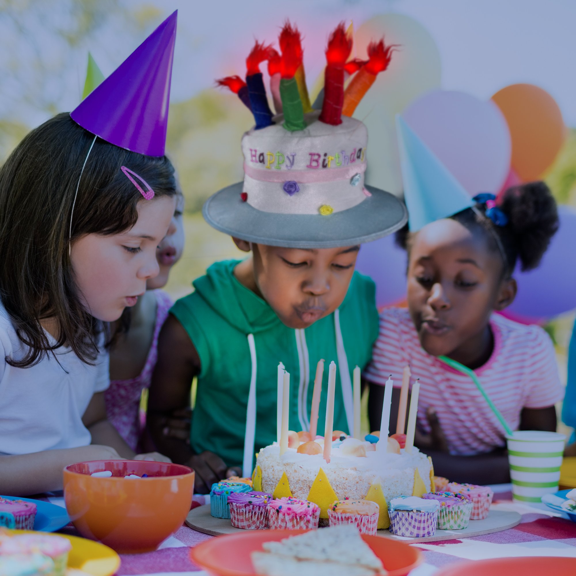 LED Happy Birthday Cake Hat with Light-up Candles for Kids - Fun Party Accessory for Birthday Celebrations & Special Events