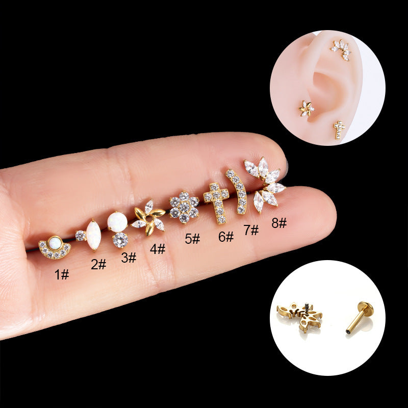 16G Cartilage Titanium Earrings - Hypoallergenic Cross Stud Earrings for Women | Perfect for Daily Wear, Piercing Jewelry Gift for Her