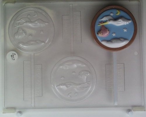 Flying Stork Baby Moon & Stars Lollipop Candy Mold - DIY Chocolate & Candy Making Supplies for Baby Showers, Birthday Parties & Holiday Treats