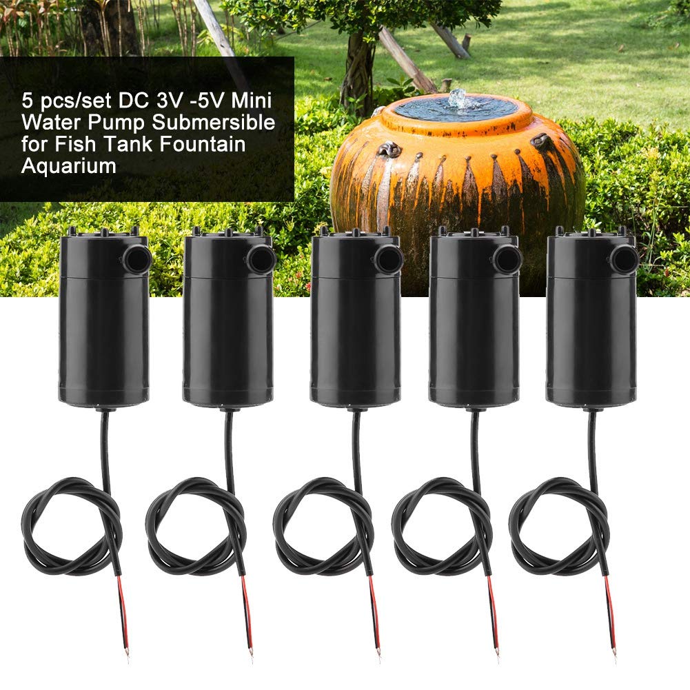 3W 220V Submersible Water Pump, 5pcs DC 3V-5V Mini Water Pump for Aquarium/Fish Tank/Pond/Hydroponics - Ideal for Home, Garden & DIY Water Circulation Projects