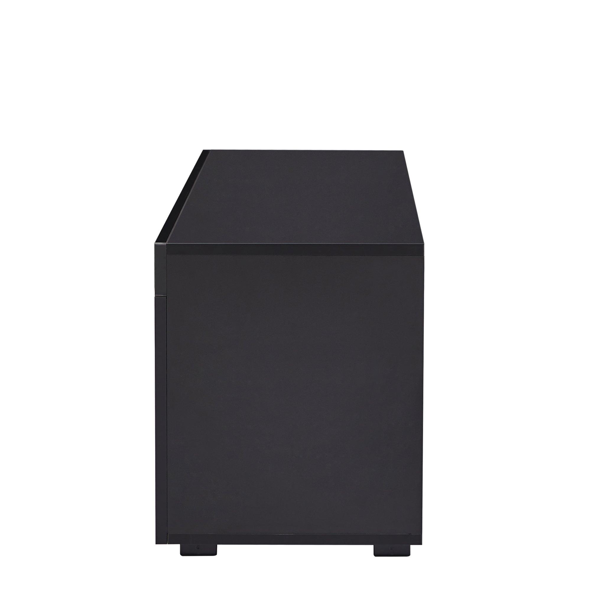 Modern Black TV Stand with LED Lights - High Glossy TV Cabinet for Living Room, Bedroom & Lounge - Easy Assembly - Perfect for Movie Nights & Entertainment Spaces