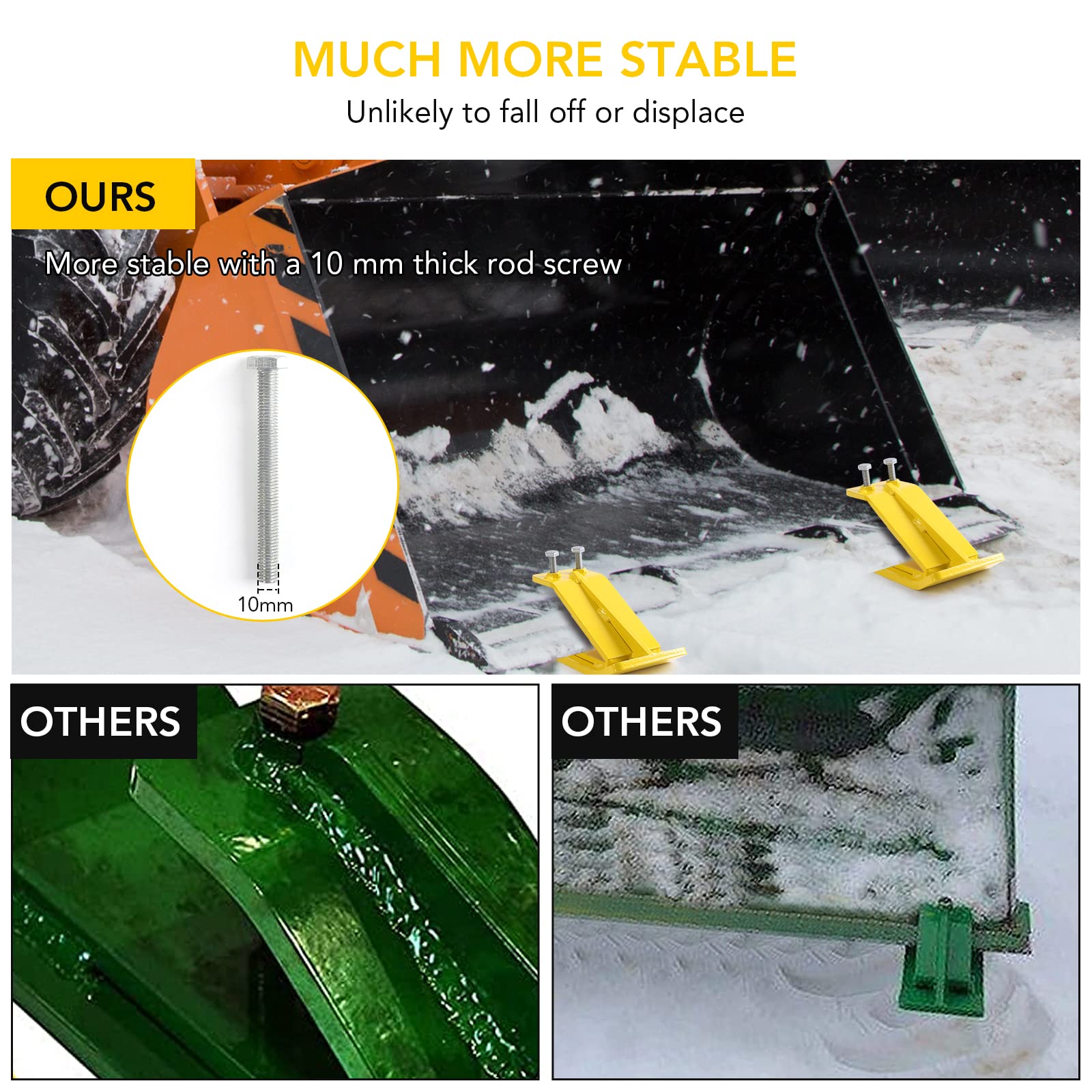 GARVEE 2-Pack Yellow Tractor Bucket Edge Protectors - Heavy Duty Skid & Turf Guards for Snow Plow & Landscaping Equipment - Fits Most Tractor Loaders & Buckets