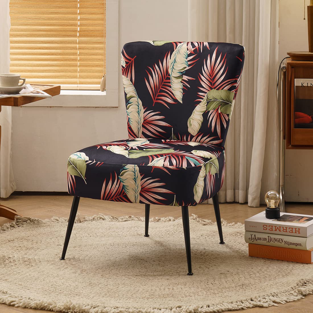 Velvet Slipper Chair - Modern Armless Accent Chair with Button-Tufted Design, Decorative Sitting Chair for Bedroom, Living Room, Vanity or Corner | Perfect for Small Spaces, Reading Nooks & Cozy Home Decor (Multiple Colors Available)