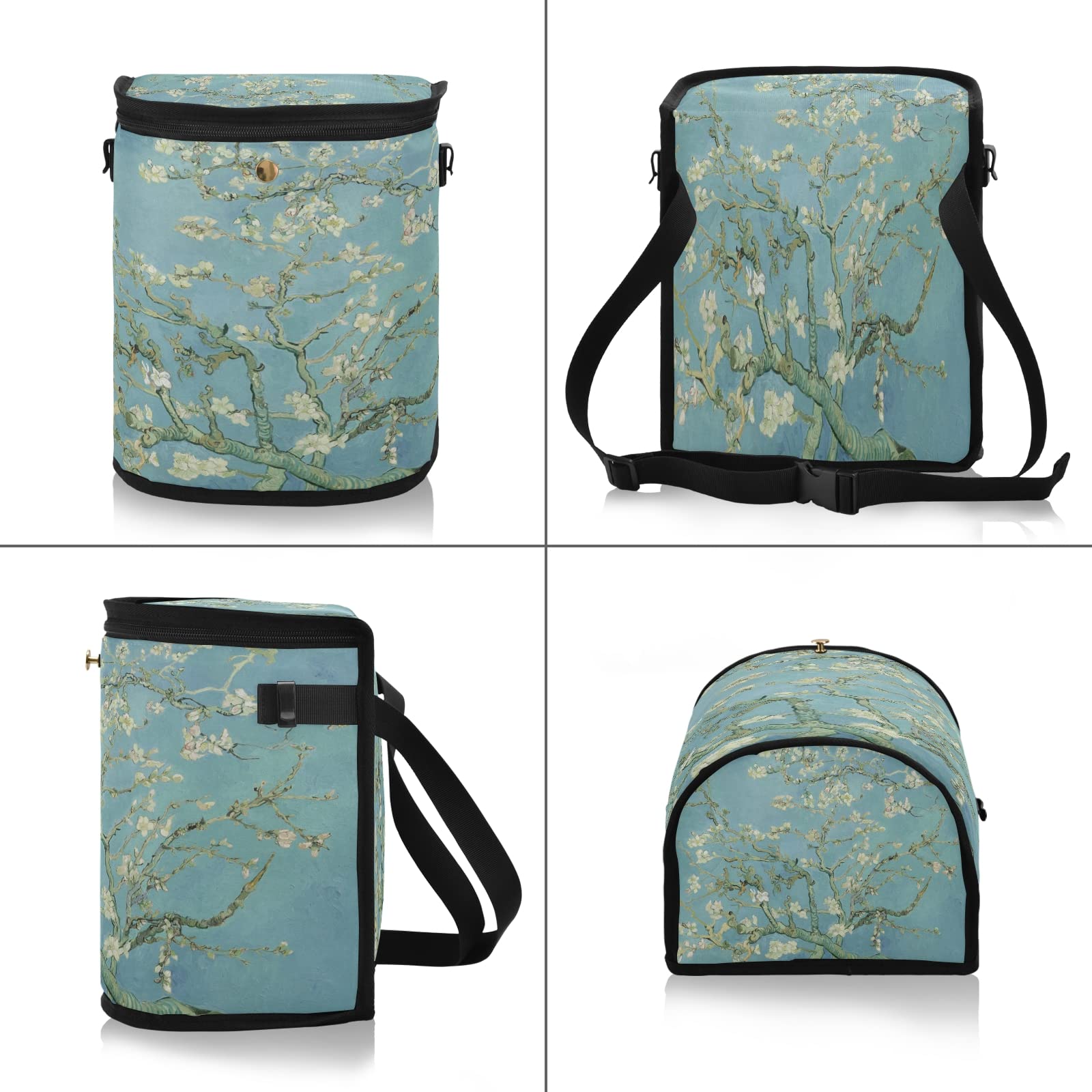 Senya Car Trash Can - Leak-Proof Van Gogh Almond Blossom Design Hanging Car Garbage Bin, Auto Waste Basket for Sedan SUV Van Interior Organizer | Perfect for Road Trips, Commuting & Keeping Your Vehicle Clean
