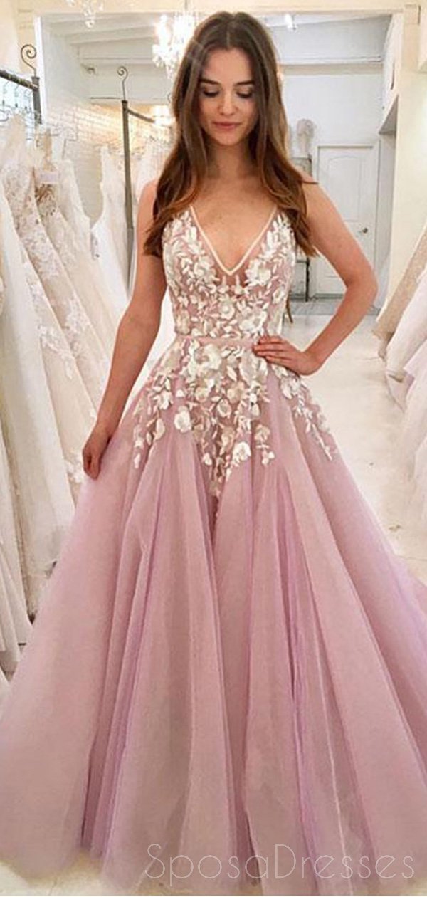 Elegant V-Neck A-Line Lace Pink Long Evening Prom Dress for Women | Custom Sweet 16 Party Gown | Perfect for Homecoming, Formal Events & Quinceañera Celebrations