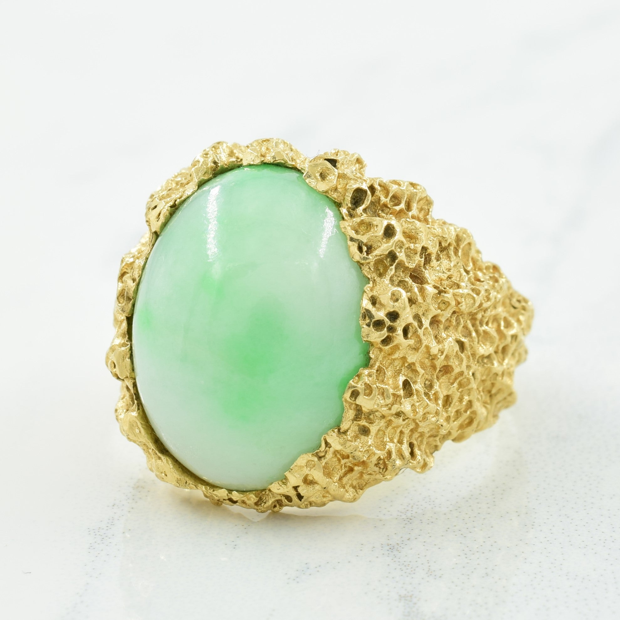 16.00ct Natural Jadeite Green Jade Ring Size 9.25 - Elegant Handcrafted Jewelry for Women, Perfect for Weddings, Anniversaries & Special Occasions