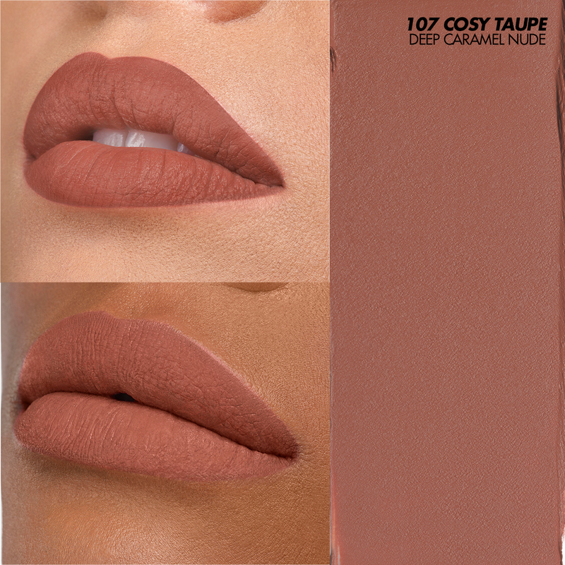 Rouge Artist Velvet Nude Lipstick - Cosy Taupe 107 | Long-Lasting Matte Finish, Hydrating Formula | Perfect for Everyday Wear, Date Night & Special Occasions