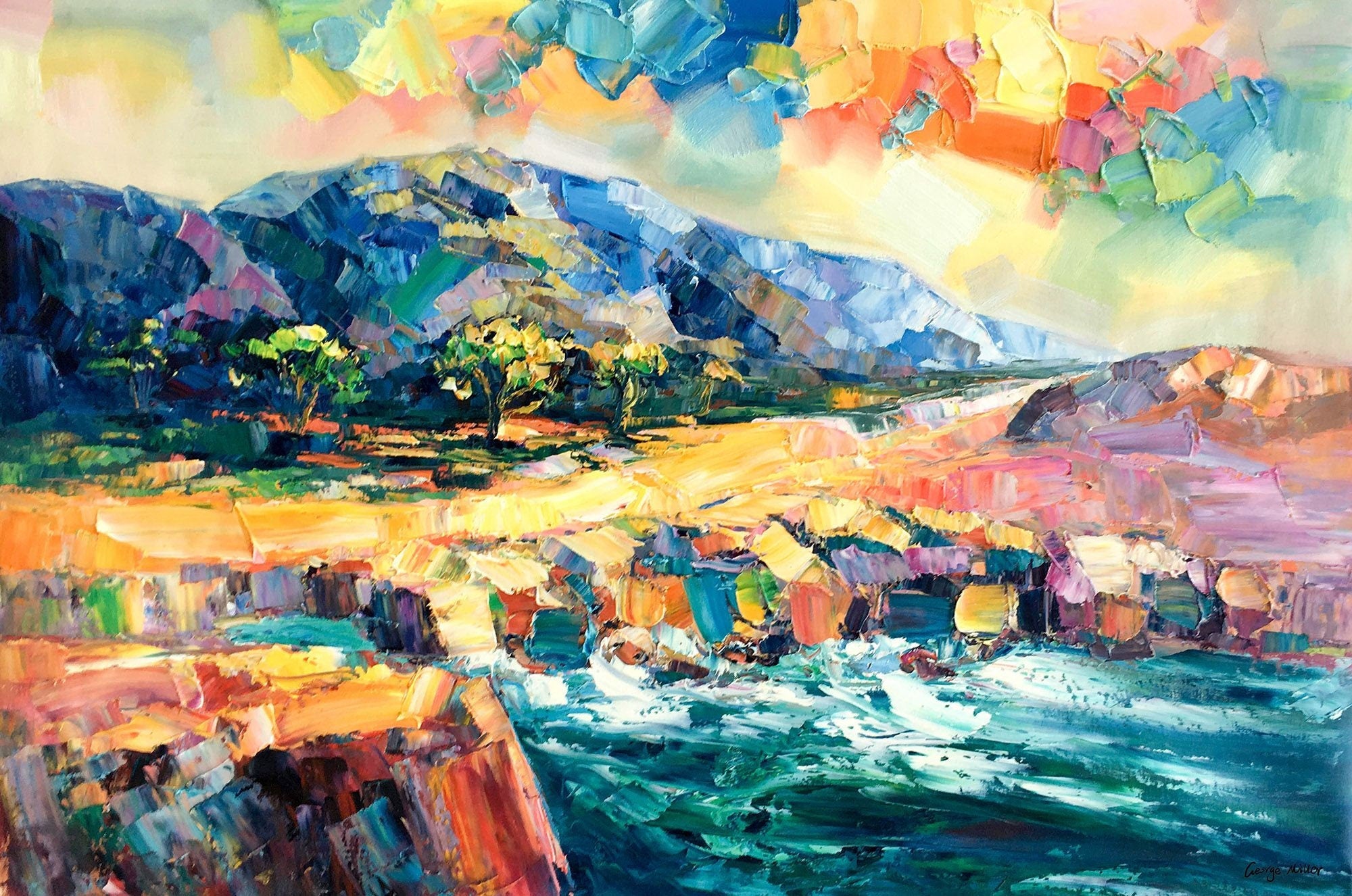 Original Abstract Oil Painting Landscape - Large Canvas Wall Art Decor for Living Room, Bedroom & Office - Contemporary Handmade Artwork