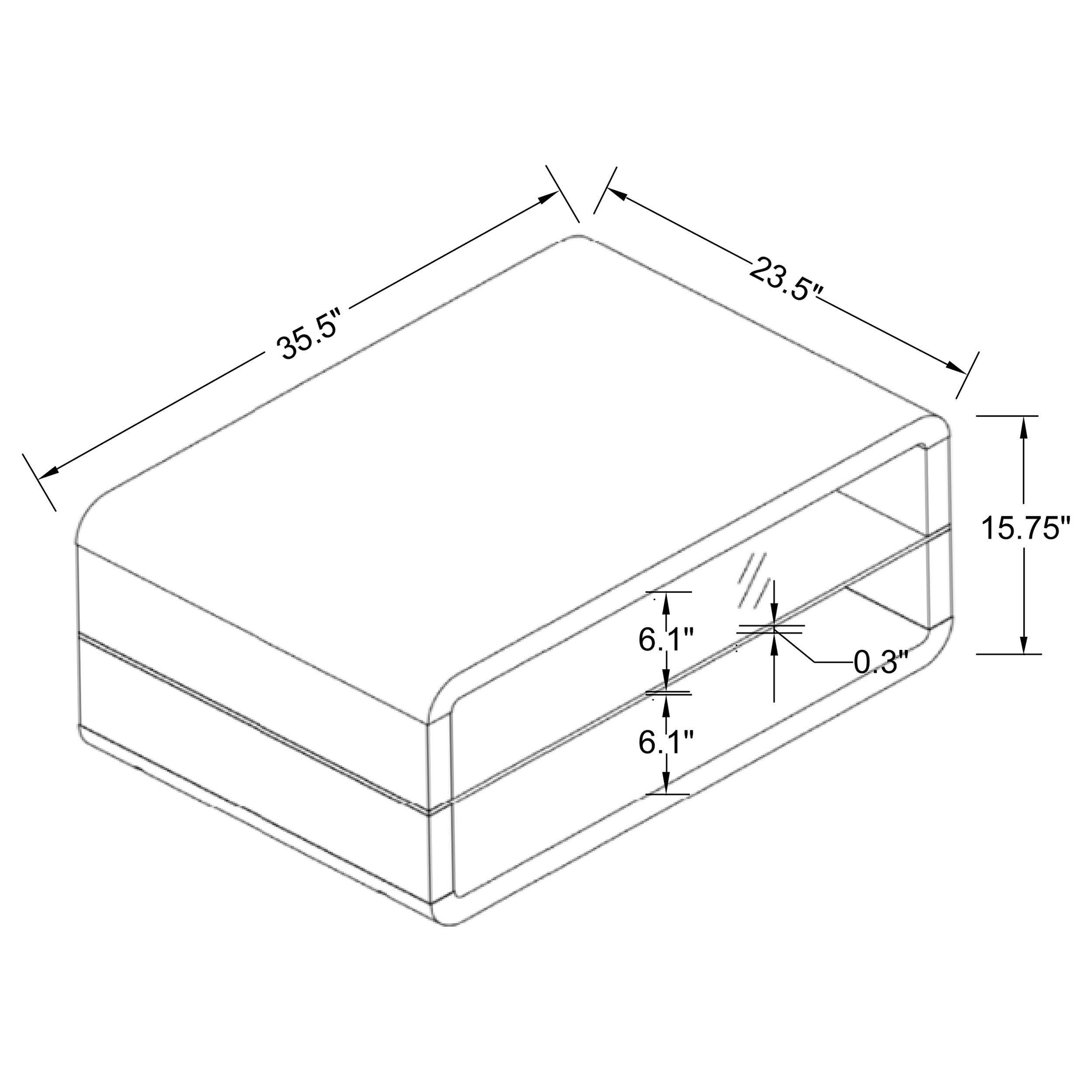 White and Clear 2-Tier Coffee Table with Coaster - Modern End Table for Living Room, Bedroom & Office (Model 703268)