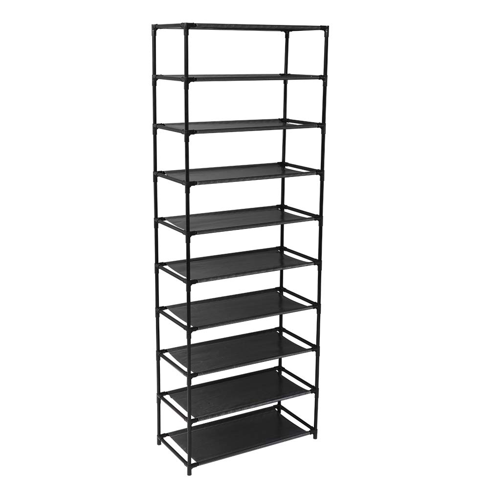 10-Tier Shoe Rack Organizer - Non-Woven Fabric Shoe Storage Cabinet with Metal Frame - Space Saving Shoe Tower for Closet, Entryway & Bedroom Organization