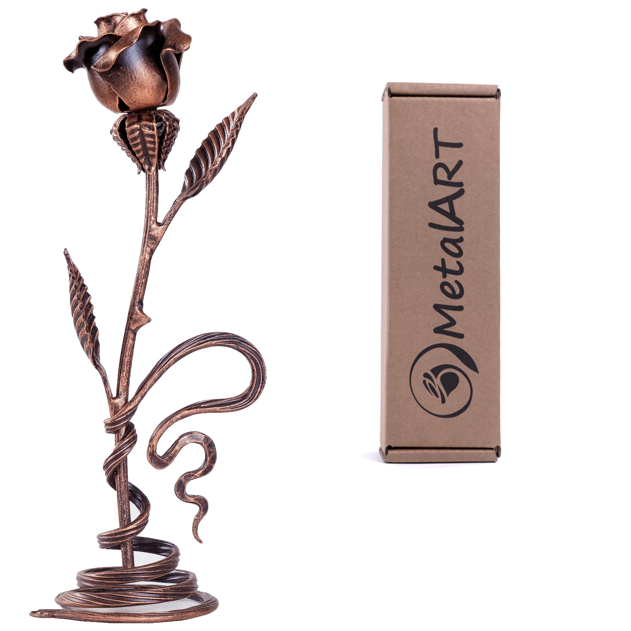 Personalized 7th Anniversary Copper Rose Gift for Wife - Engraved Metal Flower for Couples, Handcrafted Everlasting Artwork | Romantic Wedding Anniversary Present for Him & Her, Perfect for 7 Year Copper or 22 Year Anniversary Celebrations