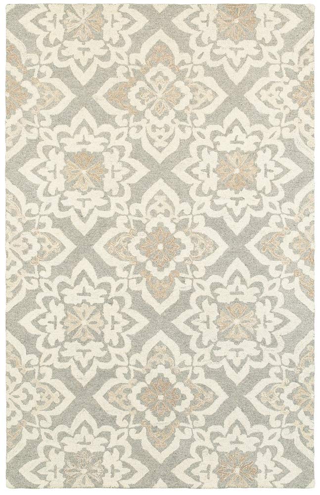 Moretti Deck Area Rug 93004 Grey Petals Diagonals 5' x 8' Rectangle - Indoor Outdoor Rug for Patio, Deck, Living Room & Bedroom