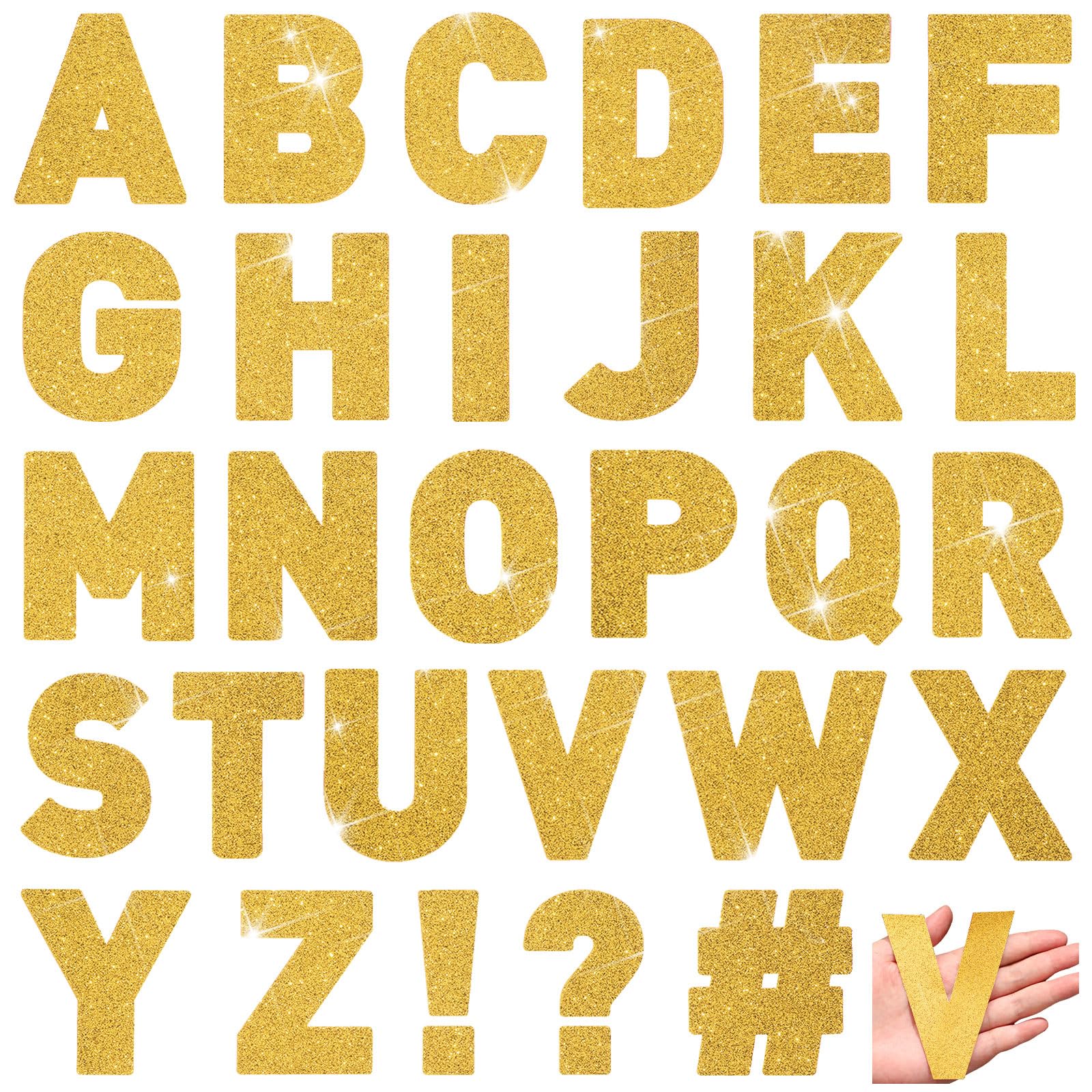 Harloon 232 Pcs Large Glitter Letter Stickers - 24 Sheets Big Font Alphabet Self-Adhesive Letters Kit for Mailbox, Bulletin Boards, Classroom & Home Decor (Gold, 4 Inch) - Perfect for DIY Crafts, Scrapbooking, Party Decorations & School Projects