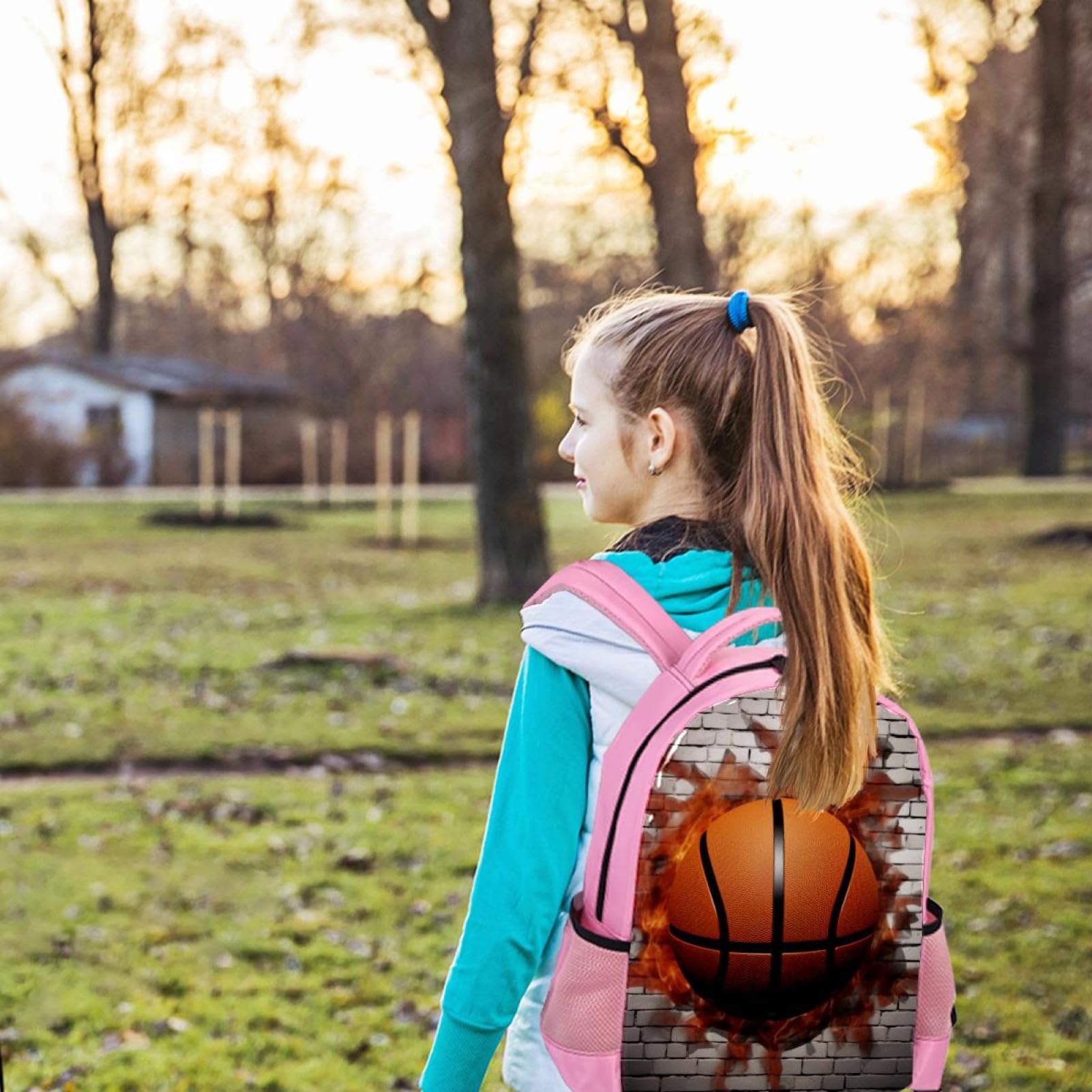3D Pattern Basketball Backpack for Women & Men - Lightweight Travel Backpack with USB Charging Port - Perfect for School, Gym, Hiking and Daily Commute