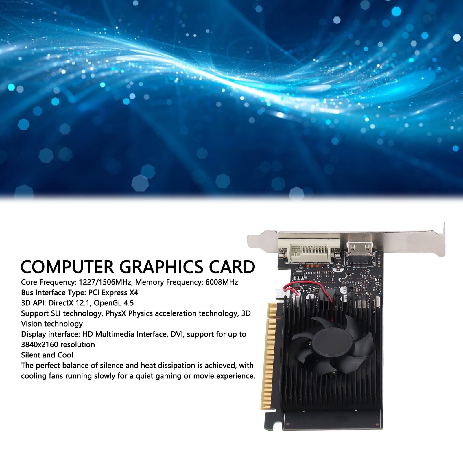 Bewinner GT1030Pro 4GB GDDR4 Low Profile Graphics Card with SLI, PhysX, 3D & CUDA Cores - Perfect for Gaming, Multimedia & Office Work | Ideal for Compact PC Builds & Home Entertainment Systems