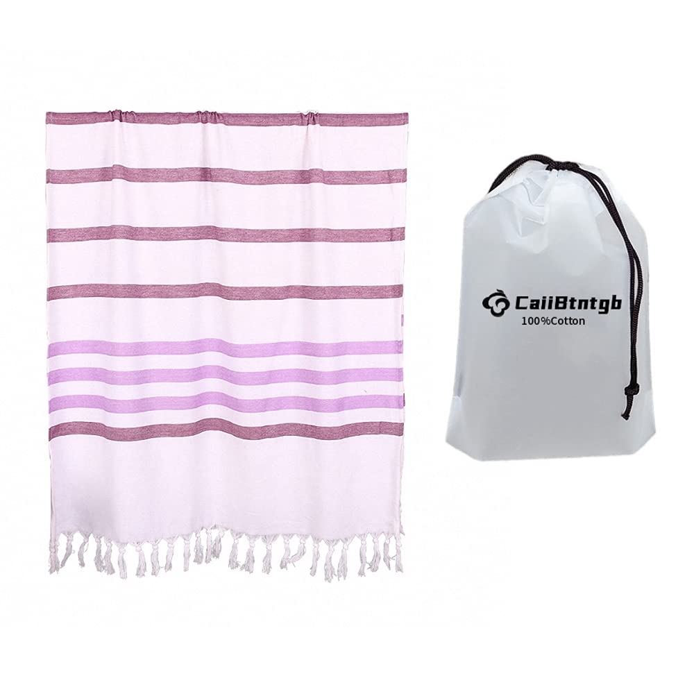 Premium 100% Cotton Turkish Bath Towel - 70x35 Inches Quick Dry, Ultra Absorbent & Lightweight for Spa, Beach, Pool, Gym, Travel & Home Use (Pinstripe Purple) - Luxury Towel for Hotels, Yoga & Gift Giving