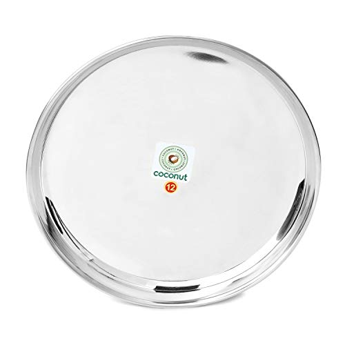 Premium 18-Piece Stainless Steel Mirror Finish Dinnerware Set - Heavy Gauge Coconut Design for Elegant Dining, Entertaining & Gifting | Durable Compact Serveware for Restaurants, Weddings & Home Use