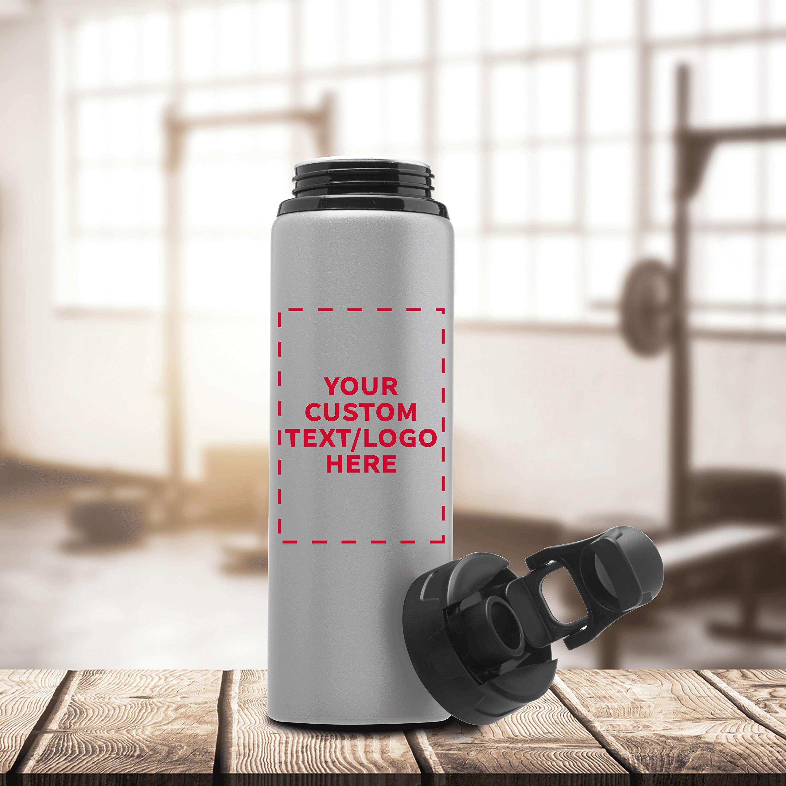 Custom 25oz Aluminum Water Bottles with Snap Lids - Bulk Pack of 50 Personalized Reusable Drinkware - Ideal for Gym, Hiking, Cycling & School - Silver - Perfect for Corporate Gifts, Team Events & Eco-Friendly Promotions