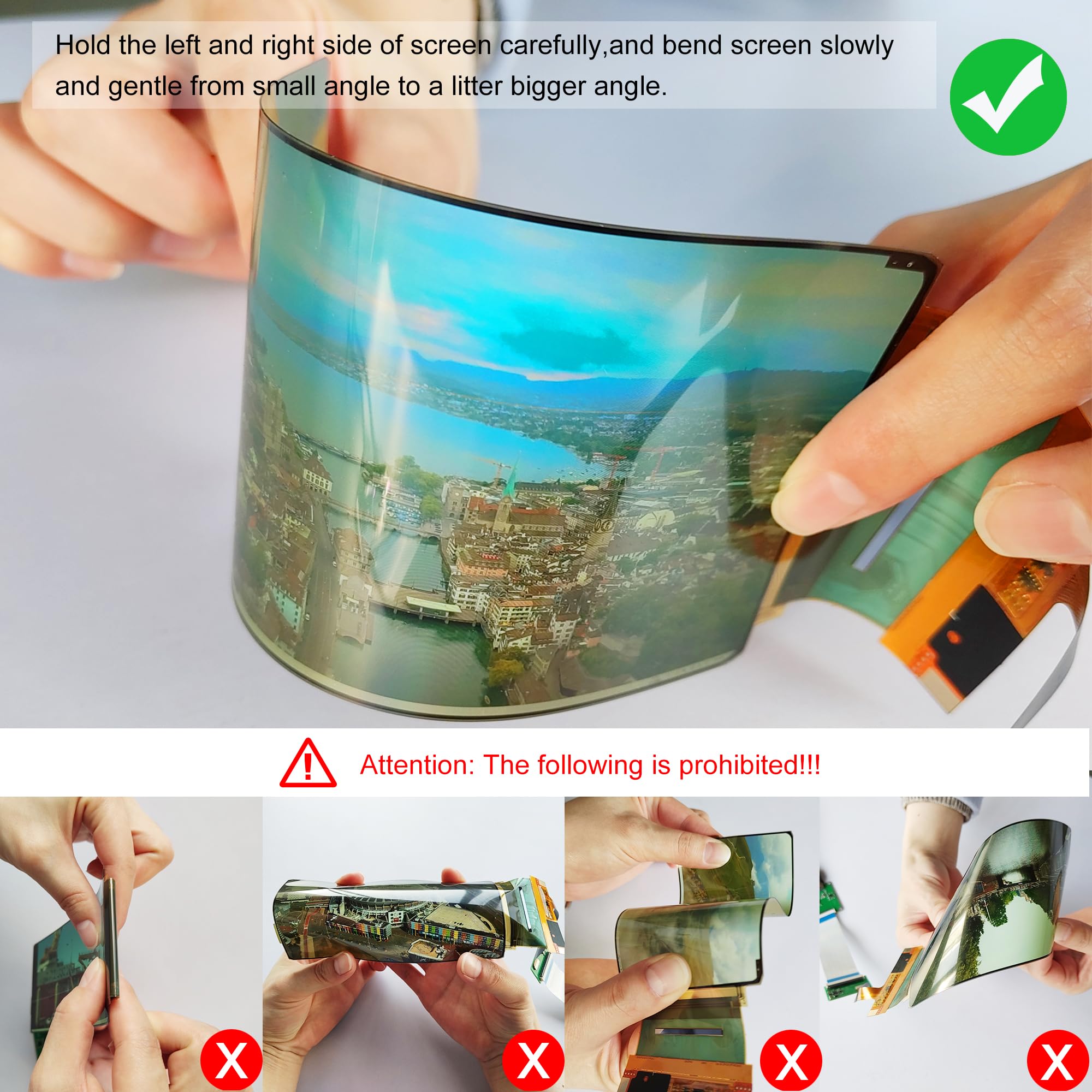 6 Inch Flexible OLED Screen - 2K 2880x1440 Resolution, HDMI Driver Board, Bendable Display - Compatible with Windows/Mac/Linux/Android - Perfect for DIY Projects, Portable Displays & Digital Signage