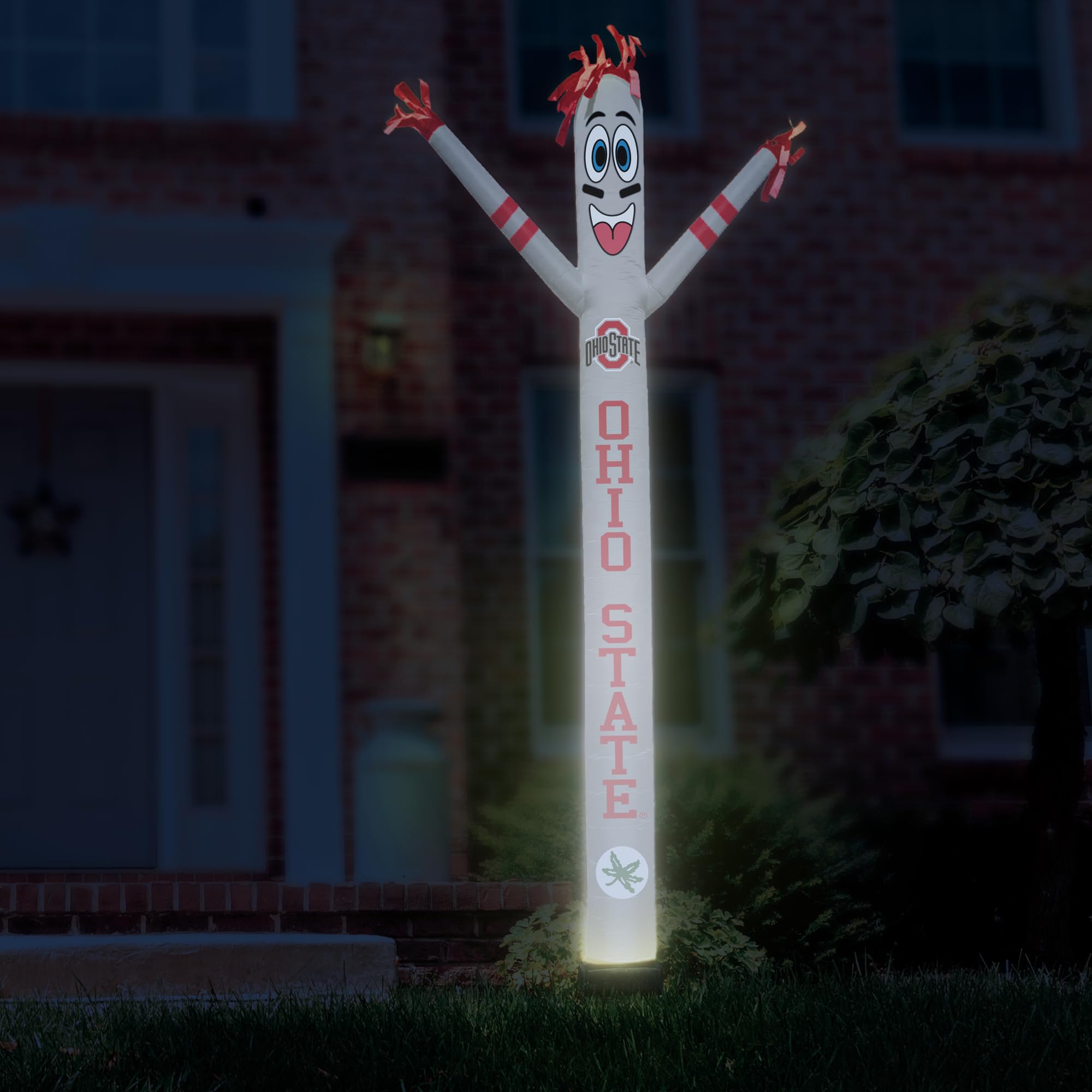 NCAA Ohio State Buckeyes Football LED Inflatable Tube Guy with Built-in Blower - 6ft Tall Wacky Waving Sports Fan Decoration for Game Day Parties, Tailgating & Outdoor Events